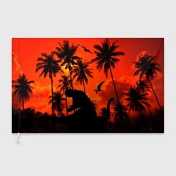 Флаг 3D Тиранозавр, диплодок и птерозавр - dinosaurs jurassic period