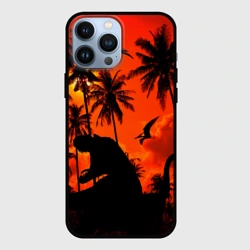 Чехол для iPhone 13 Pro Max Тиранозавр, диплодок и птерозавр - dinosaurs jurassic period