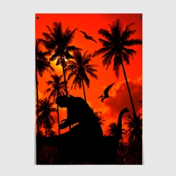 Постер Тиранозавр, диплодок и птерозавр - dinosaurs jurassic period