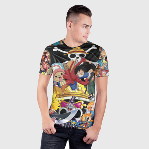 Мужская футболка 3D Slim с принтом One Piece/герои, фото на моделе #1