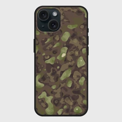 Чехол силиконовый для Apple iPhone 15 матовый Камуфляж Multicam