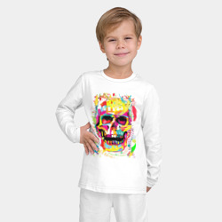 Детская пижама с лонгсливом хлопок Красочный стилизованный череп - фото 2