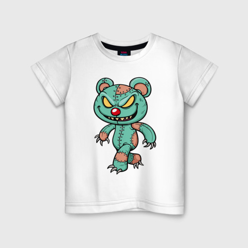 Детская футболка хлопок с принтом Крутой тряпичный мишутка, вид спереди #2