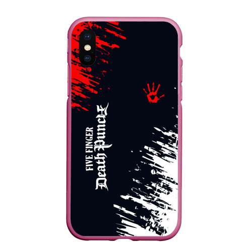 Чехол для iPhone XS Max матовый с принтом Five Finger Death Punch - краска, вид спереди #2