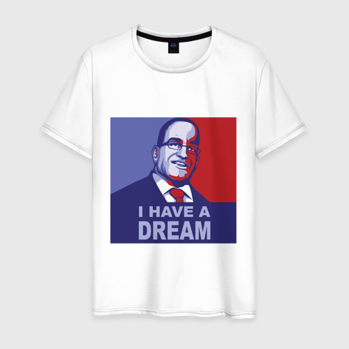 Мужская футболка из хлопка с принтом Сенатор - У меня есть мечта, вид спереди №1