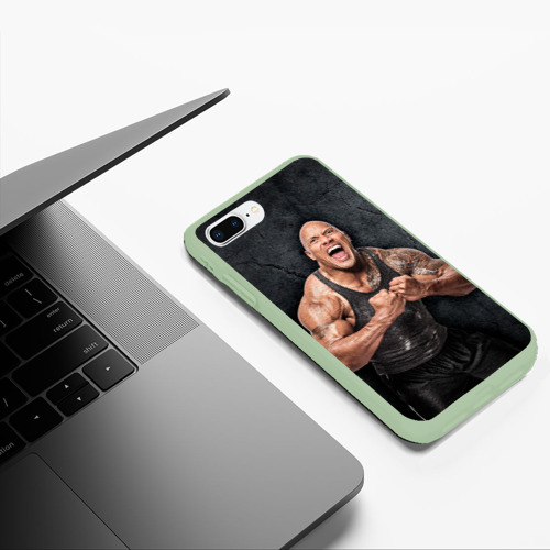 Чехол для iPhone 7Plus/8 Plus матовый Dwayne Douglas Johnson, цвет салатовый - фото 5