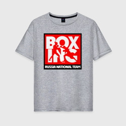 Женская футболка хлопок Oversize Boxing team Russia