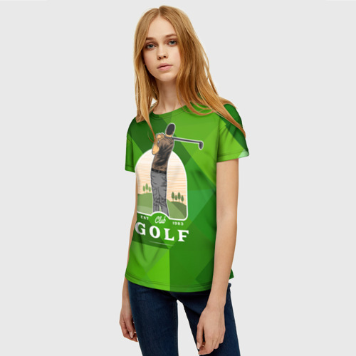 Женская футболка 3D с принтом Гольф  на поле, фото на моделе #1