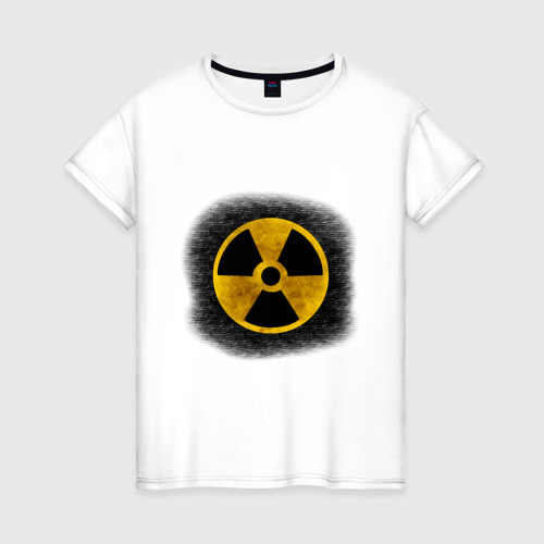 Женская футболка хлопок с принтом Знак радиоактивность, вид спереди #2