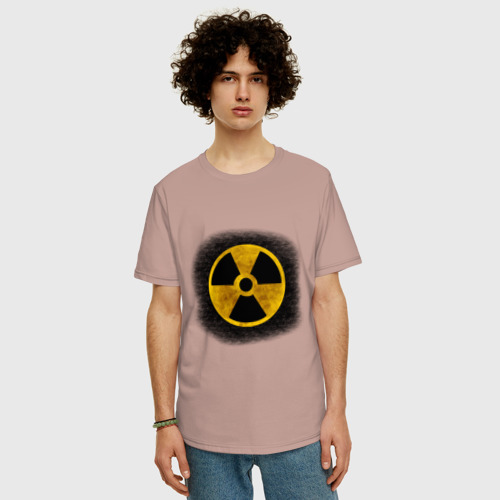 Мужская футболка хлопок Oversize с принтом Знак радиоактивность, фото на моделе #1