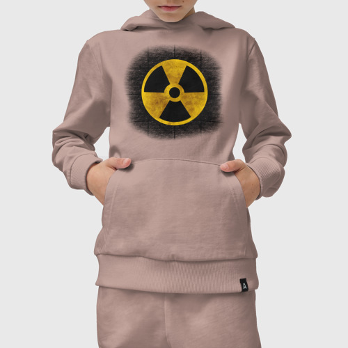 Детский костюм с толстовкой хлопок с принтом Знак радиоактивность, вид сбоку #3