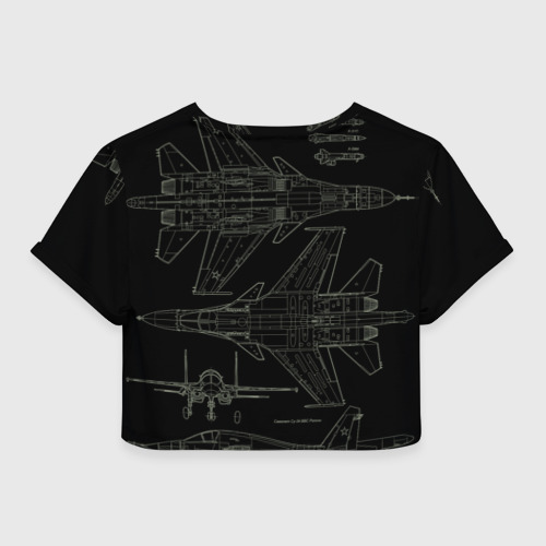 Женская футболка Crop-top 3D Фронтовой истребитель-бомбардировщик Су-34 камуфляж, цвет 3D печать - фото 2