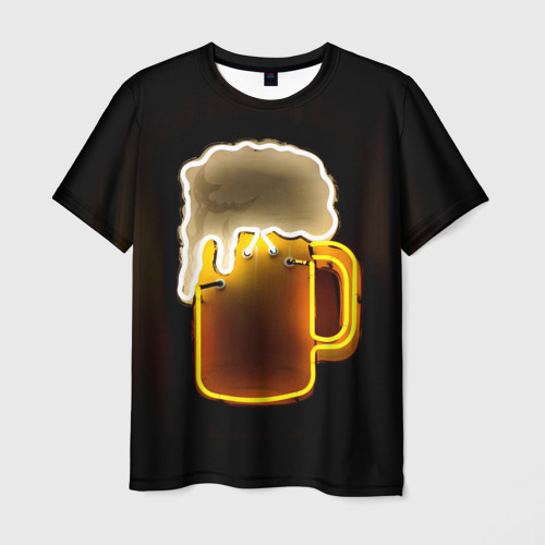 Мужская футболка 3D Неоновое пиво - Жёлтый, цвет 3D печать