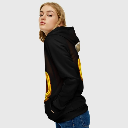 Женская толстовка 3D с принтом Неоновое пиво - Жёлтый, вид сбоку #3