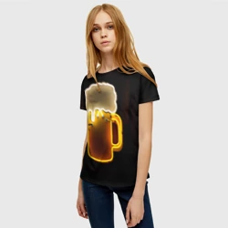 Женская футболка 3D Неоновое пиво - Жёлтый - фото 2