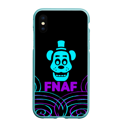 Чехол для iPhone XS Max матовый с принтом FNAF Фредди neon, вид спереди #2