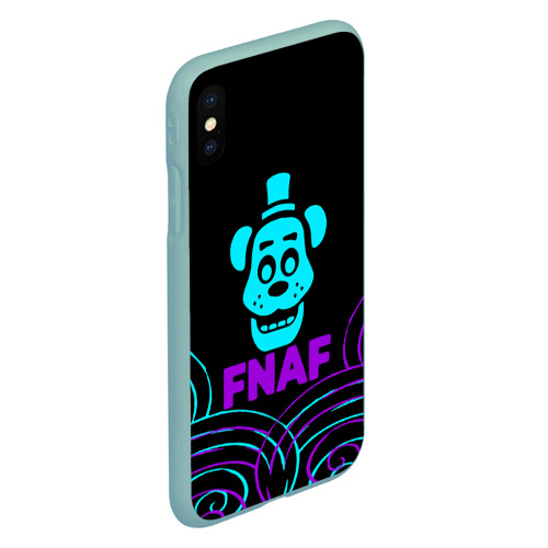 Чехол для iPhone XS Max матовый с принтом FNAF Фредди neon, вид сбоку #3