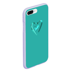 Чехол для iPhone 7Plus/8 Plus матовый Перламутровое сердечко в другом сердце на бирюзовом поле - фото 2