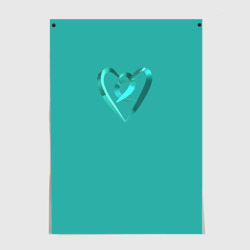Постер Перламутровое сердечко в другом сердце на бирюзовом поле