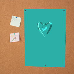 Постер Перламутровое сердечко в другом сердце на бирюзовом поле - фото 2