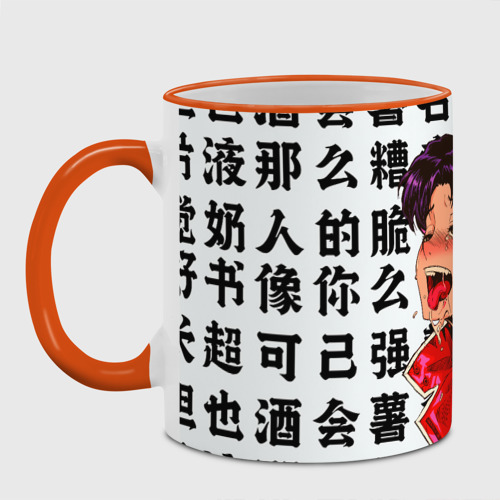 Кружка с полной запечаткой Мисато Кацураги ahegao EVA, цвет Кант оранжевый - фото 2
