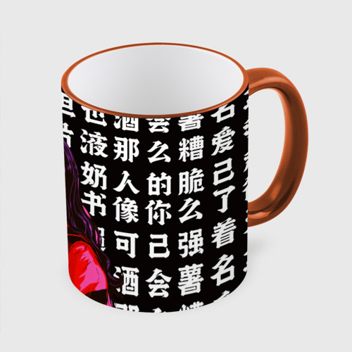 Кружка с полной запечаткой Мисато Кацураги ahegao EVA, цвет Кант оранжевый - фото 3
