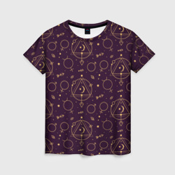 Женская футболка 3D Эзотерическая символика - знаки алхимии