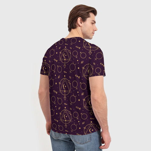 Мужская футболка 3D с принтом Эзотерическая символика - знаки алхимии, вид сзади #2