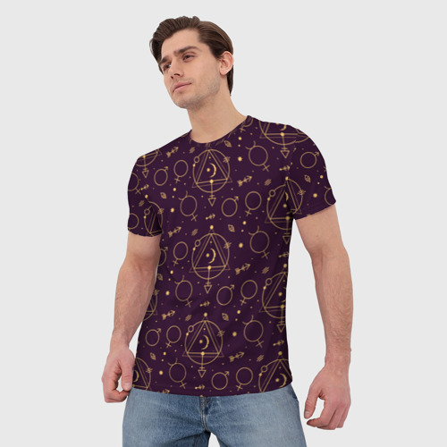 Мужская футболка 3D с принтом Эзотерическая символика - знаки алхимии, фото на моделе #1