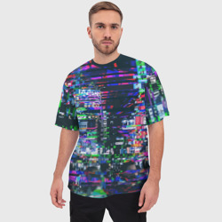 Мужская футболка oversize 3D Ночной город - glitch - фото 2