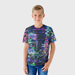Детская футболка 3D Ночной город - glitch - фото 2