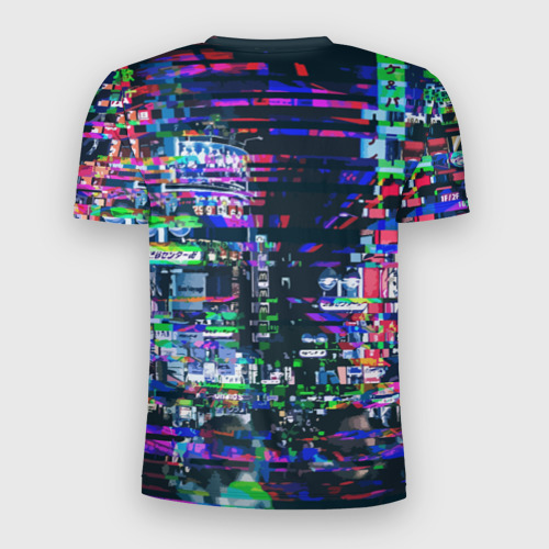 Мужская футболка 3D Slim Ночной город - glitch, цвет 3D печать - фото 2