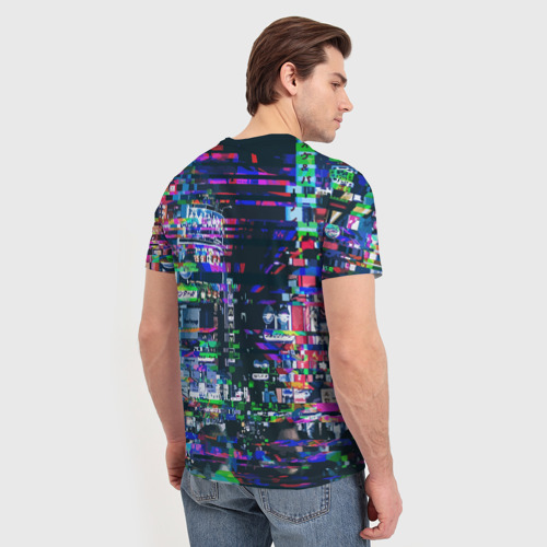 Мужская футболка 3D Ночной город - glitch, цвет 3D печать - фото 4