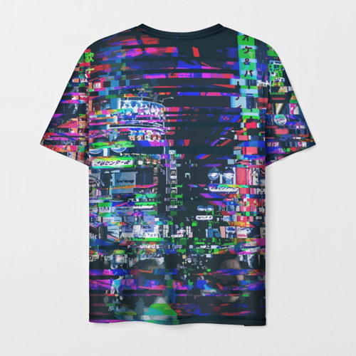 Мужская футболка 3D Ночной город - glitch, цвет 3D печать - фото 2