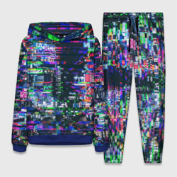 Женский костюм с толстовкой 3D Ночной город - glitch
