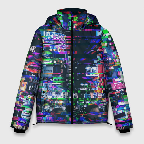 Мужская зимняя куртка 3D Ночной город - glitch