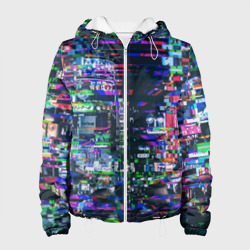Женская куртка 3D Ночной город - glitch