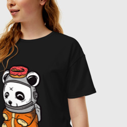 Женская футболка хлопок Oversize Космо панда - фото 2