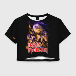 Женская футболка Crop-top 3D Iron Maiden - рок 80-х