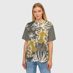 Женская футболка oversize 3D Жирафы в тропиках - фото 2