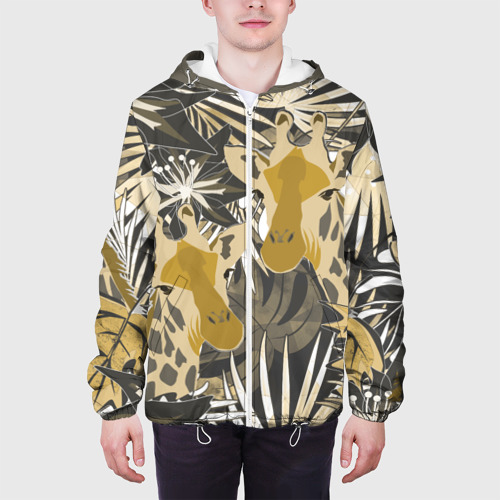 Мужская куртка 3D Жирафы в тропиках, цвет 3D печать - фото 4