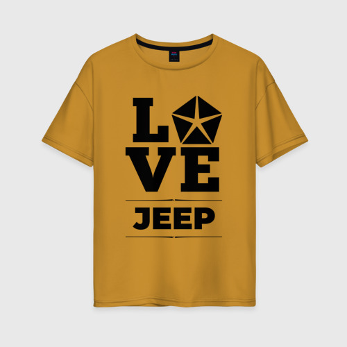 Женская футболка хлопок Oversize Jeep Love Classic, цвет горчичный