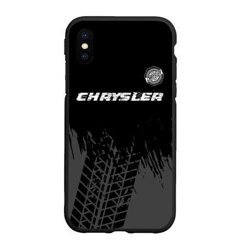 Чехол для iPhone XS Max матовый с принтом Chrysler Speed на темном фоне со следами шин, вид спереди #2