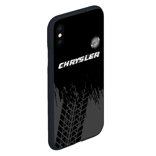 Чехол для iPhone XS Max матовый с принтом Chrysler Speed на темном фоне со следами шин, вид сбоку #3