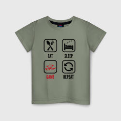Eat-Sleep-Hitman-Repeat – Детская футболка хлопок с принтом купить со скидкой в -20%