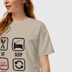 Женская футболка хлопок Oversize Eat-Sleep-Hitman-Repeat - фото 2