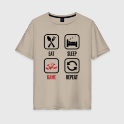 Женская футболка хлопок Oversize Eat-Sleep-Hitman-Repeat