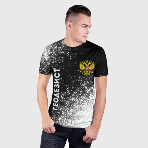Мужская футболка 3D Slim Геодезист из России и Герб Российской Федерации, цвет 3D печать - фото 3