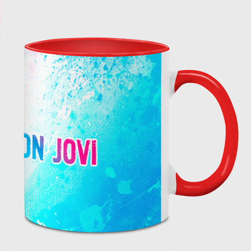 Кружка с полной запечаткой Bon Jovi Neon Gradient, цвет белый + красный