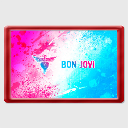 Магнит 45*70 с принтом Bon Jovi Neon Gradient, вид спереди №1